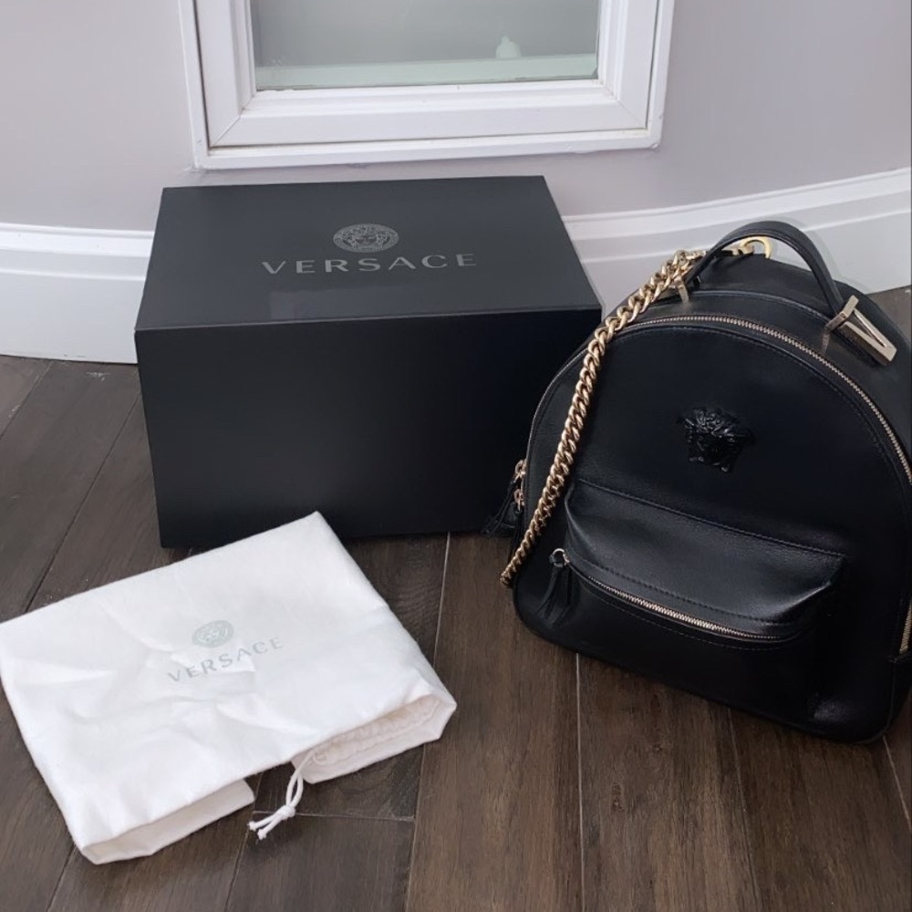 Mini black Versace backpack.